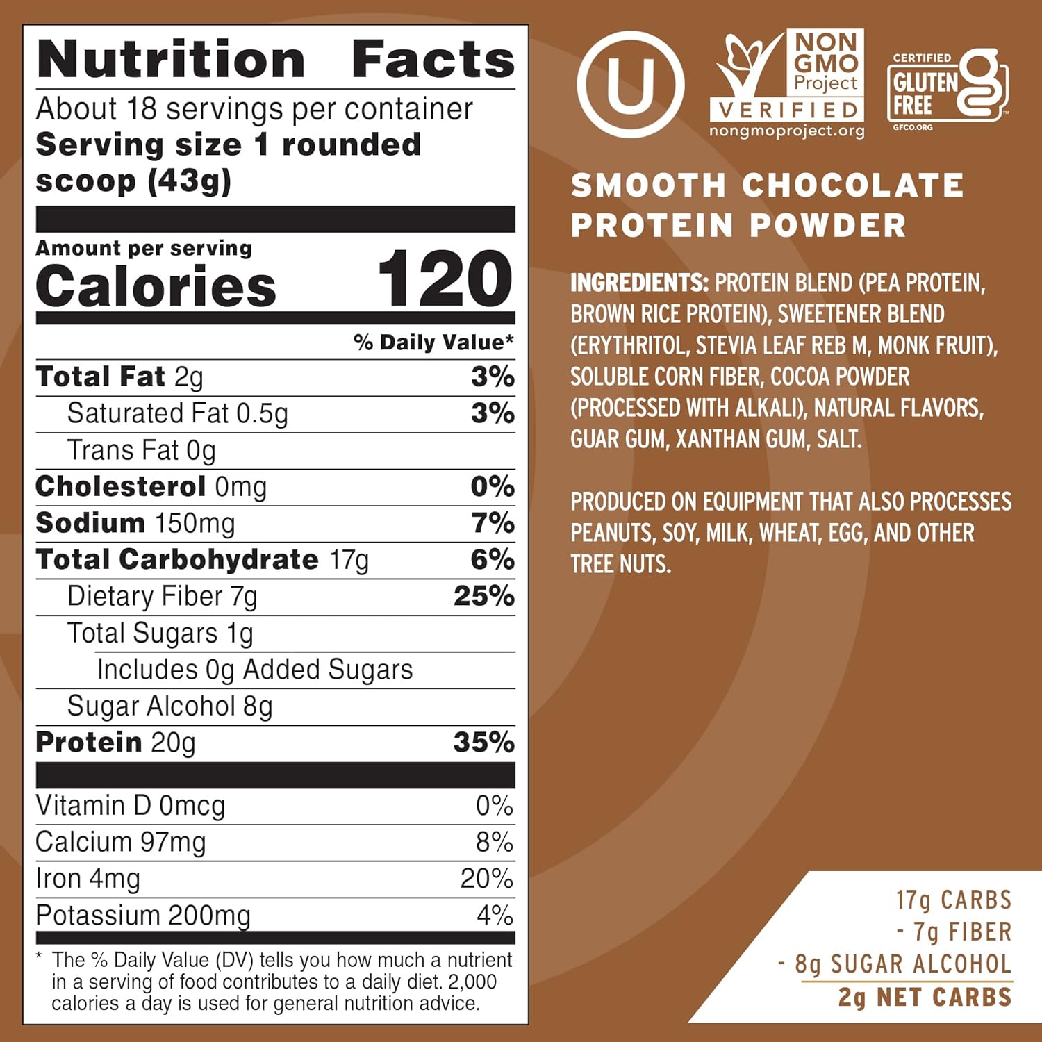 No Cow Vegan Protein Powder, Vanilla, 22g Plant Based Protein, Recyclable Aluminum Container & Scoop, Non Dairy, Soy Free, Low Sugar, Low Net Carb, Gluten Free, Naturally Sweetened, Non GMO, Kosher - Image 4